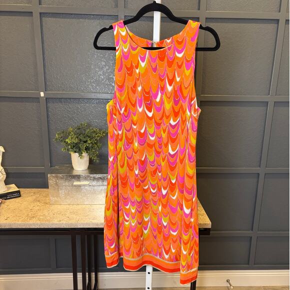 Trina Turk Womens Macee Cut Out Back Sheath Orange Sleeveless Retro Dress 12 - Picture 3 of 7